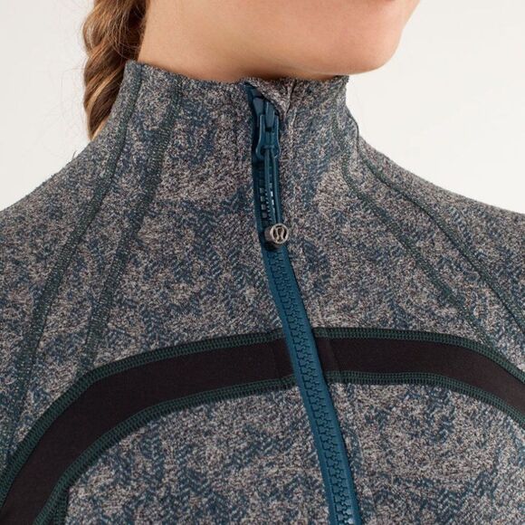 Lululemon Define Jacket Brushed Alberta Lake Teal Rose Herringbone Sz 2 - Picture 2 of 12